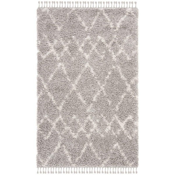 Safavieh 3 x 5 ft. Pro Lux Shag Rectangle Area Rug, Grey & Cream PLX434F-3 - main